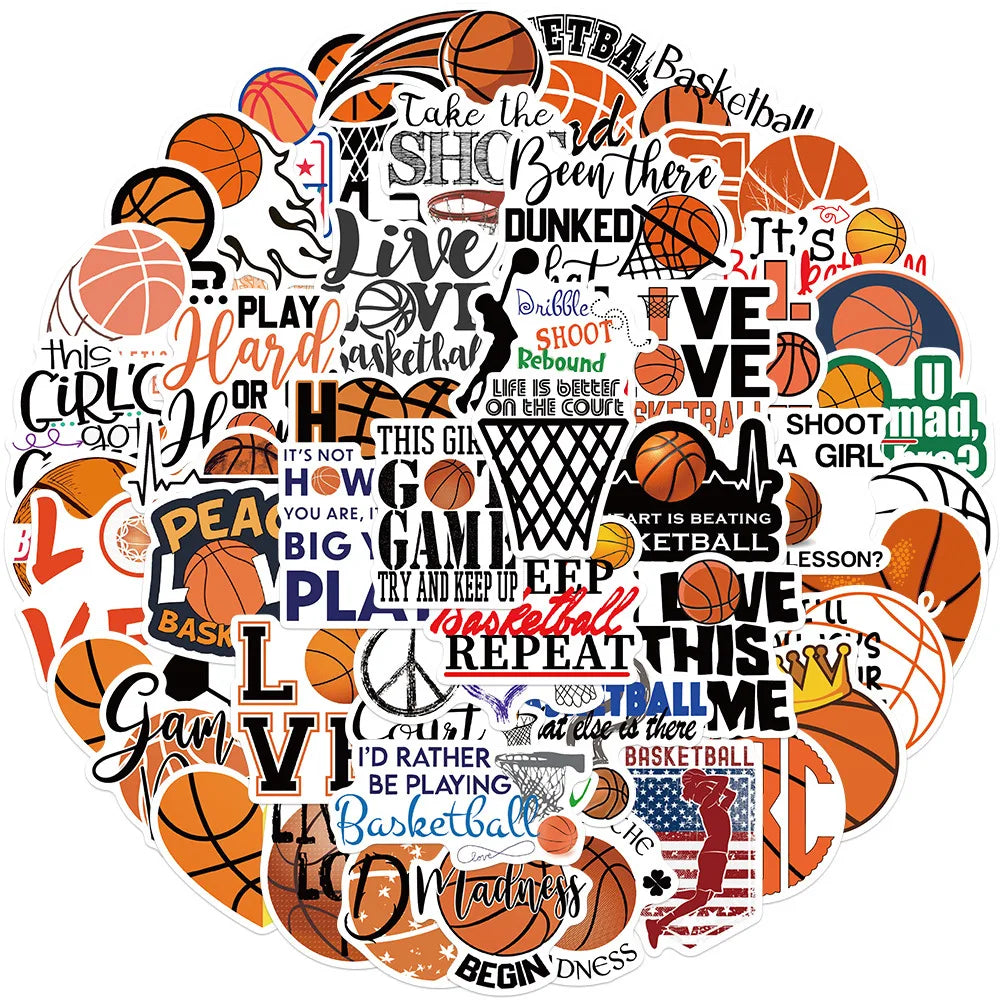 50Pcs Basketball Sports Stickers Decorative Label for Luggage Laptop Guitar Notebook Skateboard Vinyl Waterproof Sticker
