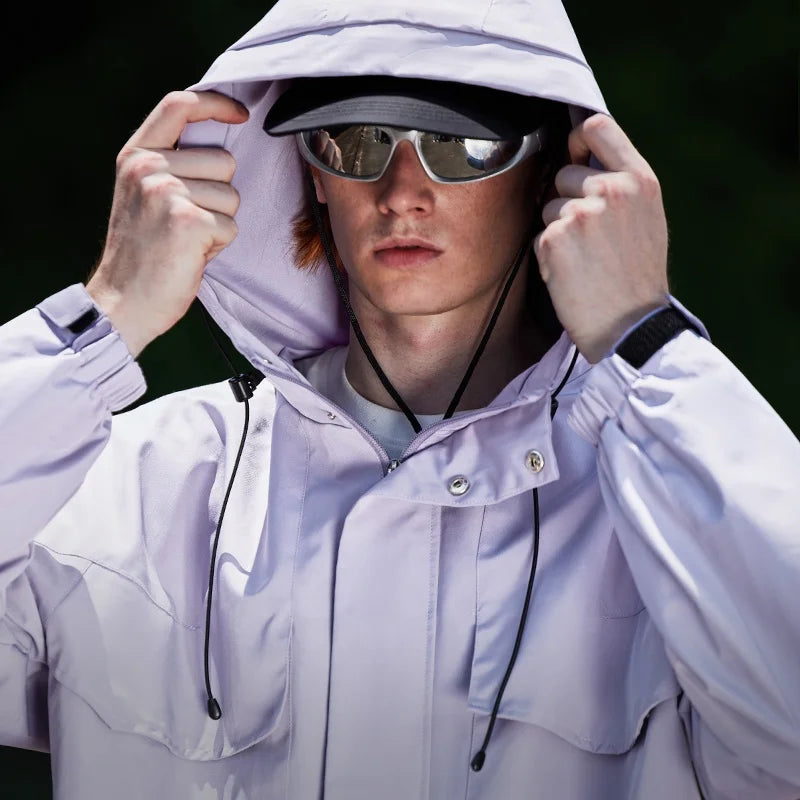 QUICKSHOW Functional Windbreaker Outdoor Jacket Windproof Collar Hood Cargo Men's Jackets