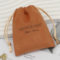 Brown Suede Jewelry Pouches Drawstring Jewelry Packaging Bags Luxury Jewelry Bag With Custom Logo Printed