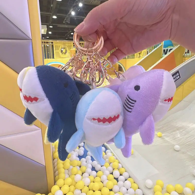 Wholesale 11CM Mini Stuffed Animal Toys Soft Shark Plush Toys Key Chains Backpack Bag Charm Decor Promotion Plush Shark Keychain