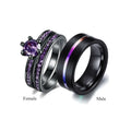 Hot Selling Couple Token of Love Fashion Simple Couple Ring Cool Purple Black Cross Matching  Wedding Rings for Woman