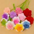 Home Festival Decoration Artificial Flower Hand Knitted Woolen Flower Bouquets Various Colors Never Fade Rose Knitted Flowers