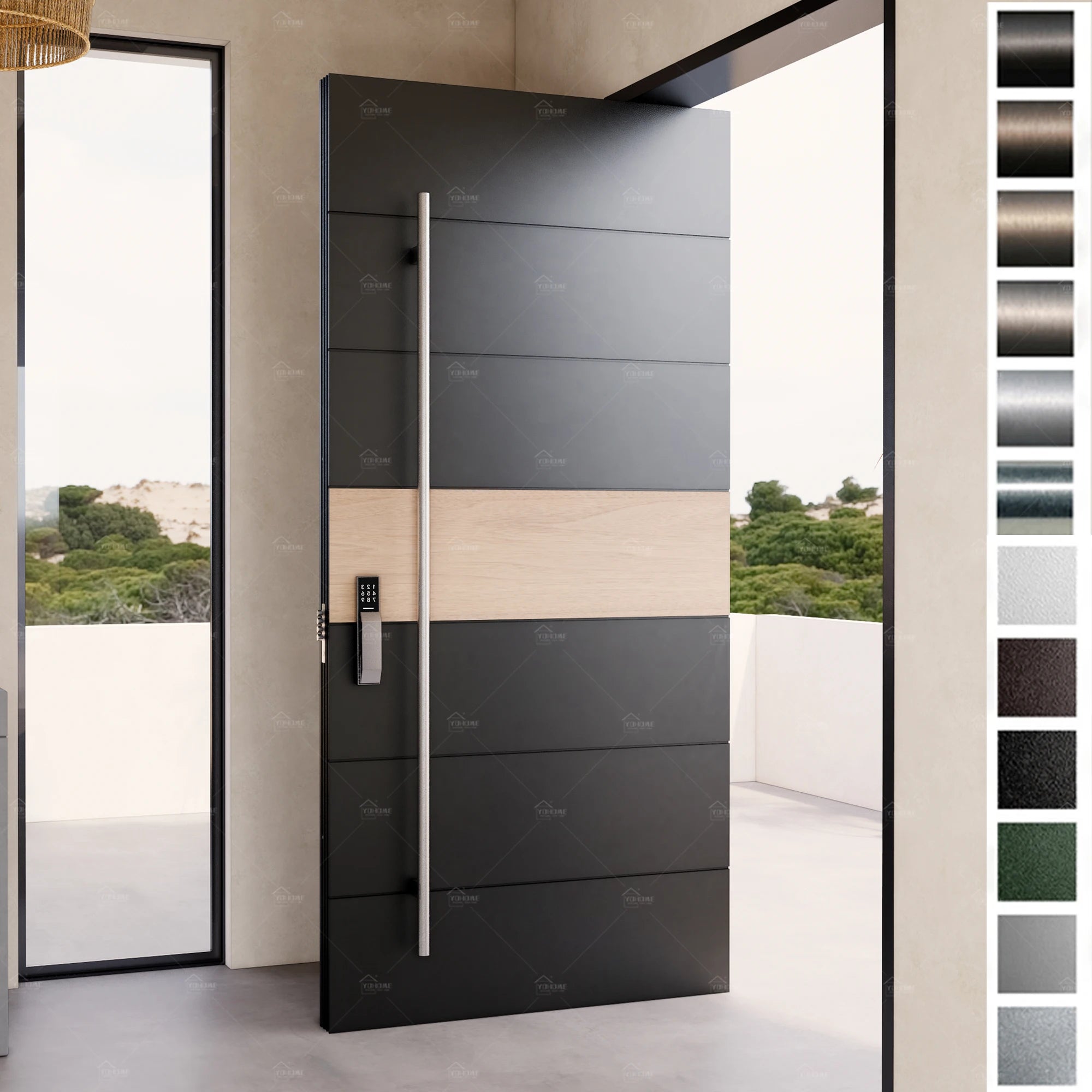 European Style Villa House Smart Lock External Doors Hotel Main Entrance Door Cast Aluminum Exterior Security Pivot Doors