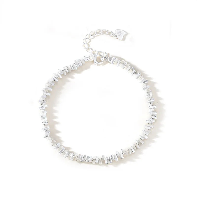Bestie Handmade Jewelry INS Simple Irregular Geometric Bracelet Silver Rubble 925 Sterling Silver Beaded Bracelet