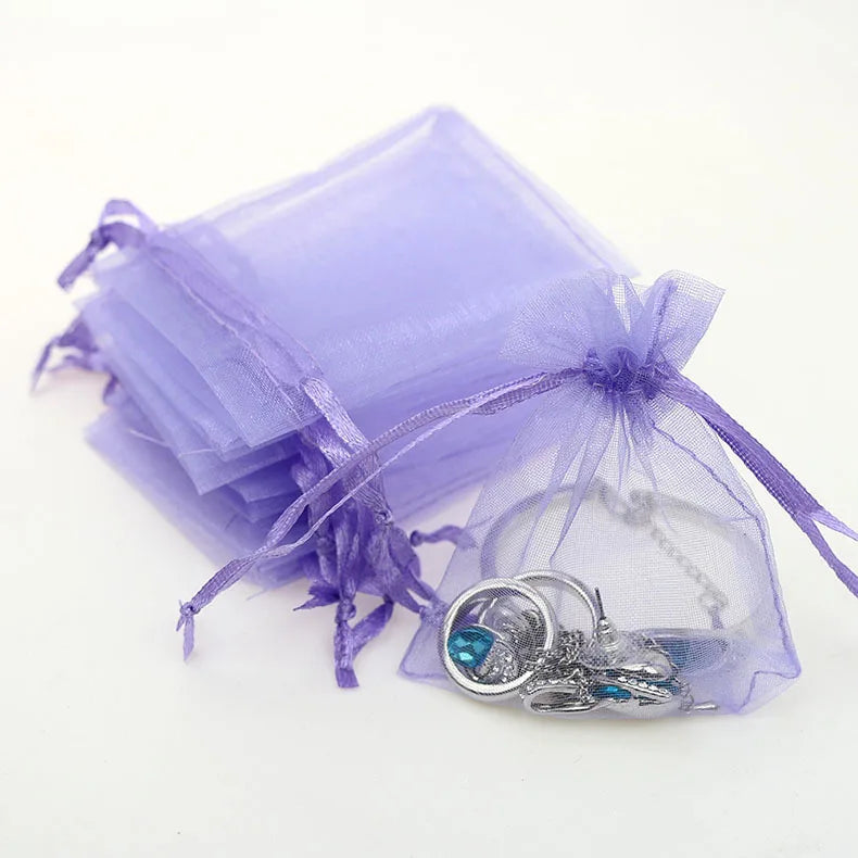 13X18cm Small Drawstring Mesh Organza Pouch Bag for Jewelry Candy Cake Bag for Party  with LOGO Custom