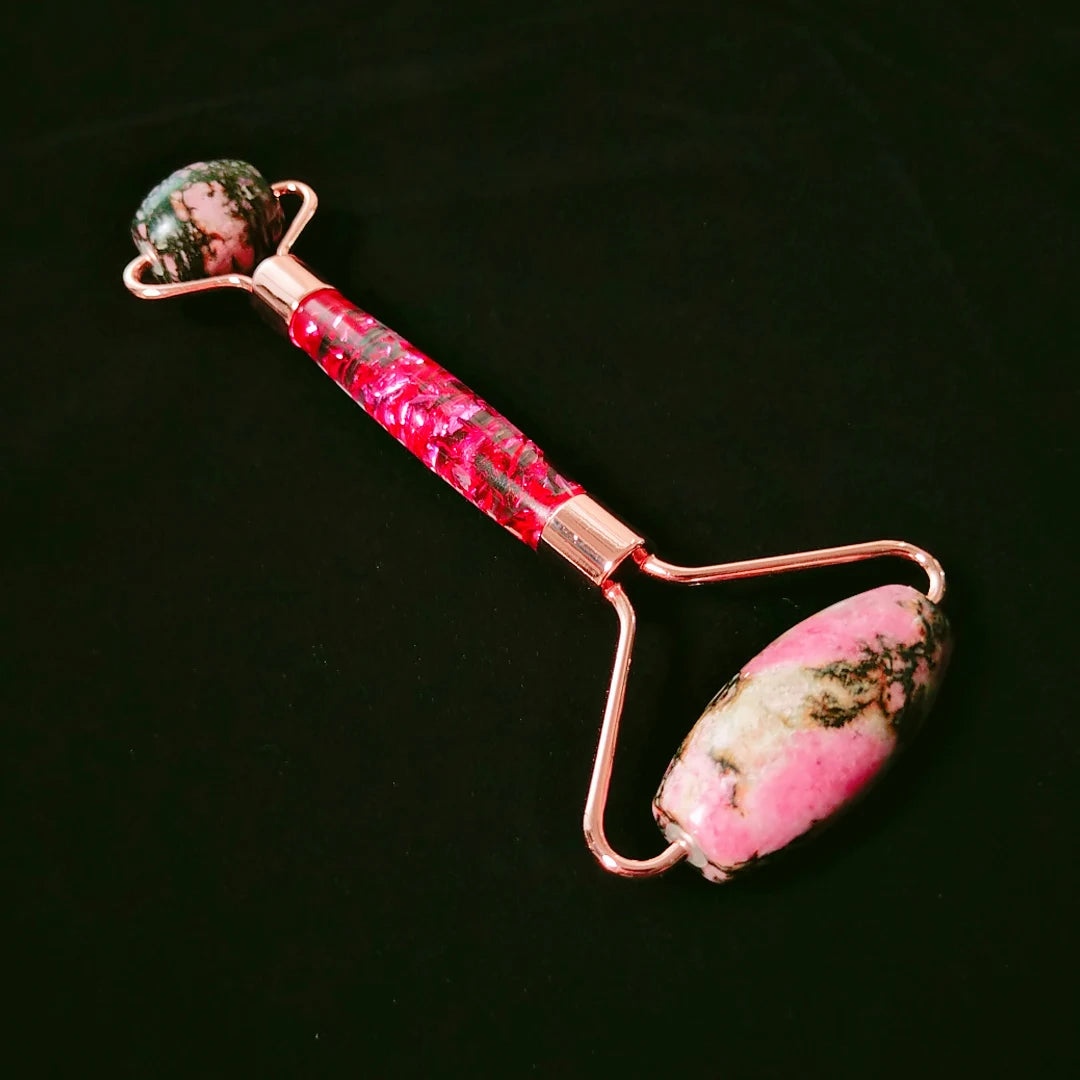 HY Wholesale competitive price rhodonite jasper massage flower handle roller for foot