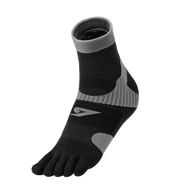 Wholesale Custom Men's and Women in Stock Crew Long Black 5 Finger Toe Socks Five Finger Injinji Toe Socks