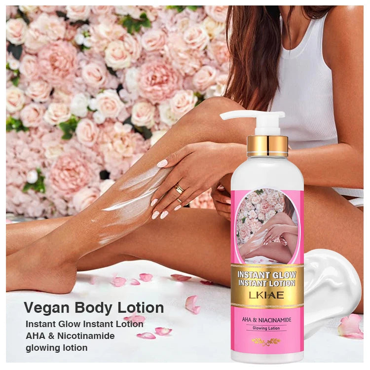 Hot Selling Vegan Hyaluronic Acid AHA Extreme Glowing Lightening Body Lotion with Butter Deeply Moisturizing Whitening