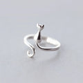 S925 Sterling Silver Cat Smart Ring Female Sweet Kitten Adjustable Fashion Jewelry Rings Wholesale Animal Rings for Girls