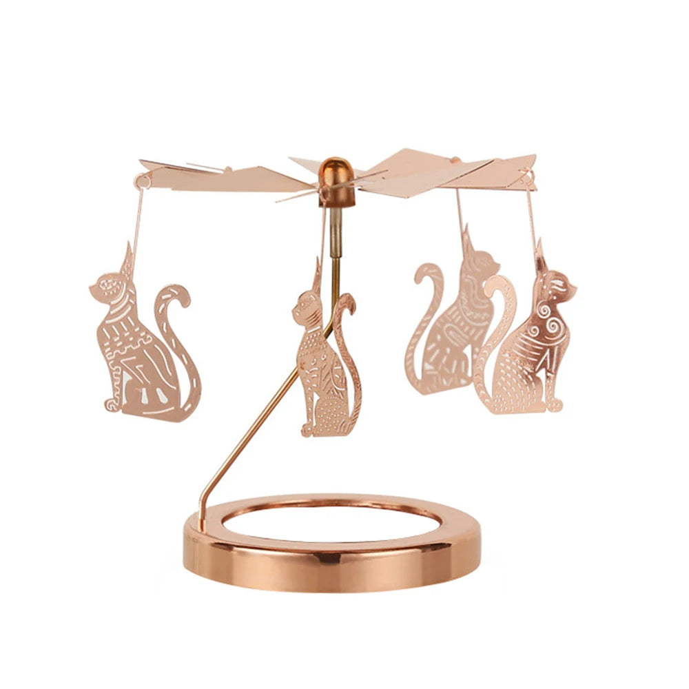 Custom Kitten Rotation Candlestick Big Metal Windmill Carousel Candle Tealight Spinning Candle Holder Rotary Candle Holder