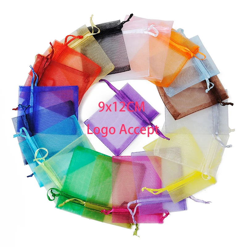 9X12Cm Solid Eco Fabric Mesh Gift Packaging Storage Jewelry Wedding Candy Craft Organza Pouch Bag
