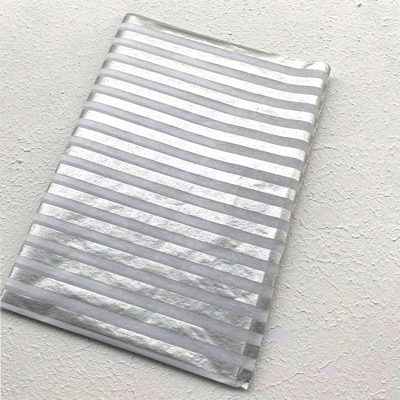 Decorative  Luxury Tissue Paper With Glossy Shiny Silver Stripe Pattern