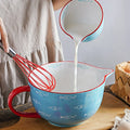 Hand Painted Lovely Fish Ceramic Batter Bowl Easy Pour Spout Non Skid Bottom Salad Mixing Bowl Eggbeater Cup With Handles