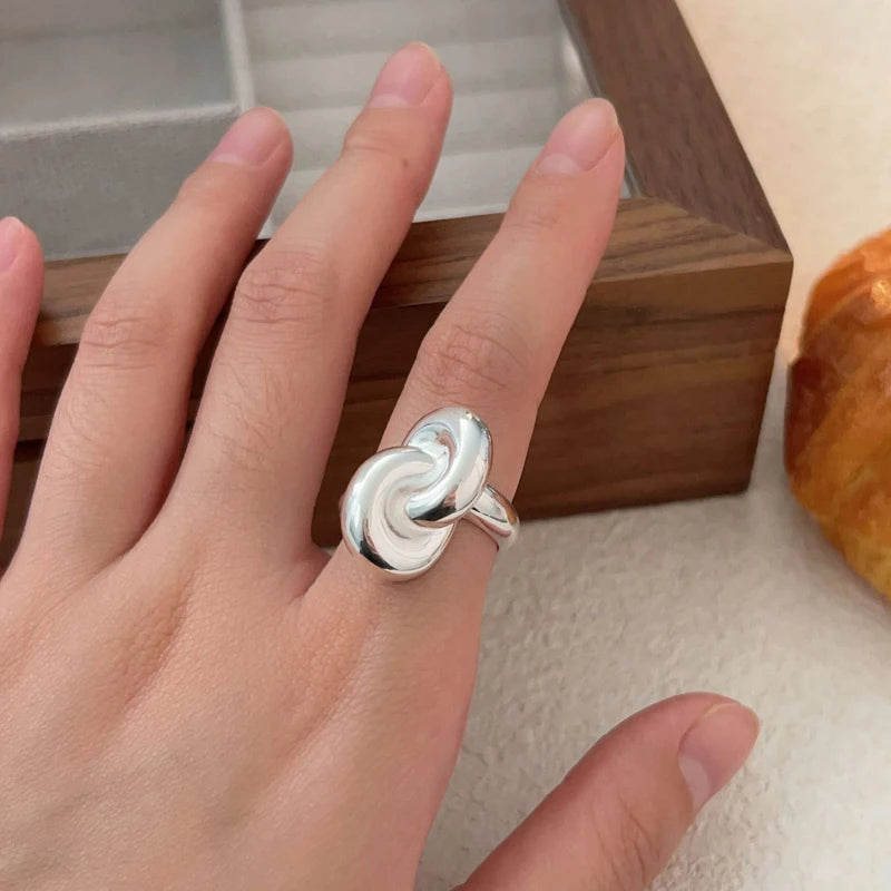 Punk Style 925 Sterling Silver Irregular Chunky Knot Shape Rings Gifts Jewelry