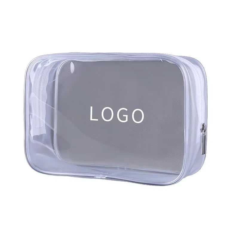 Custom Makeup Pouch Transparent Waterproof Travel Toiletry Bag Clear PVC Custom Printed Cosmetic Makeup Bag