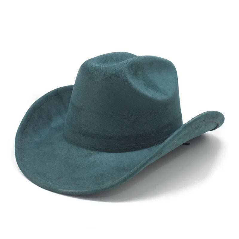 Vintage Style Suede Western Cowboy Hat Jazz Fedora Hat Men Women Wide Brim Ethnic Style Autumn Winter Felt Outdoor Party