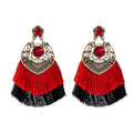 Ethnic Jewelry Diamond Earrings Bohemian Colorful Rhinestone Long Dangle Tassel Earrings Women