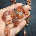 Handmade Natural Raw Sun Stone Necklace Sparkle Sunstone Gemstone Pendant Jewelry Accessories for Women