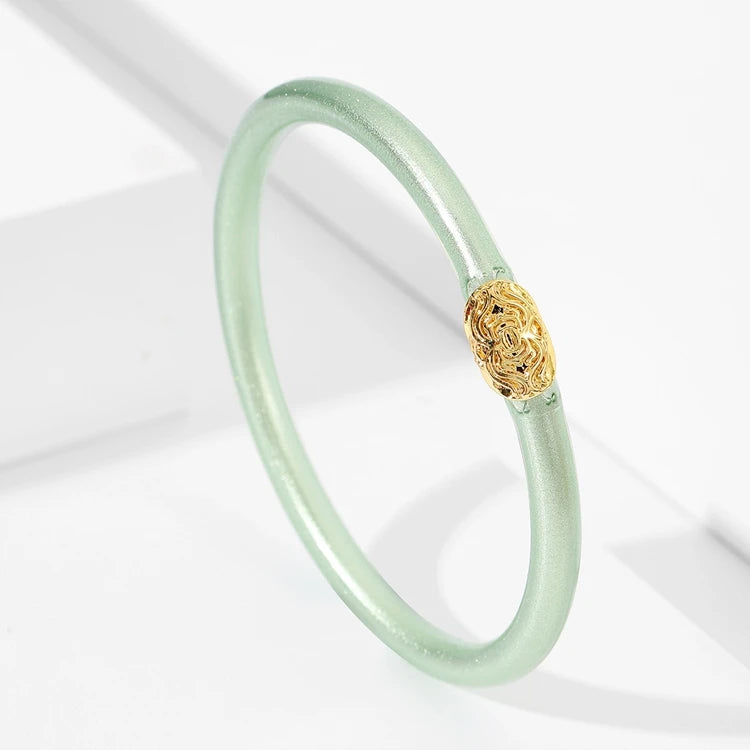 ZG-32 Wholesale Fashion Hand Jewelry Women Simple Alloy Rainbow Silicone Bangle Bracelet