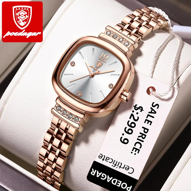 Poedagar Women's Electronic Watch Top Brand Luxury Stainless Steel Lady Wholesale Waterproof Quartz Wristwatches for Women
