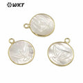 WT-JP237 WKT New Design Factory Directly Sale Christian Religious Peace Pigeon Pendant Carved Natural White Pigeon Shell Pendant