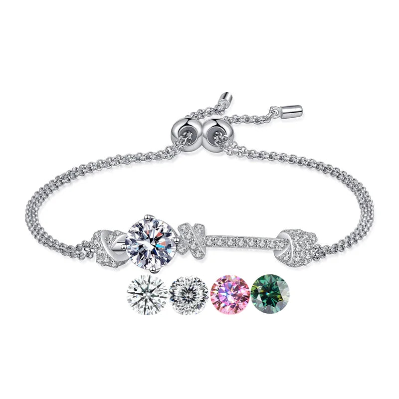 Silver 925 Original Luxury 2ct Round Brilliant Cut Diamond Test Passed D Colour Vvs Moissanite Bracelet Wholesale Fine Jewelry