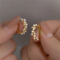 SP Korean INS Distortion Pearl Hoop Earrings 18K Gold Plated S925 Sterling Silver Pearl Hoop Earrings