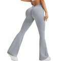 Women's High Waist Stretchy Soft Flare Pants Lightweight Ribbed Scrunch Back Seamless Shorts Elastic Waist Pockets Spandex