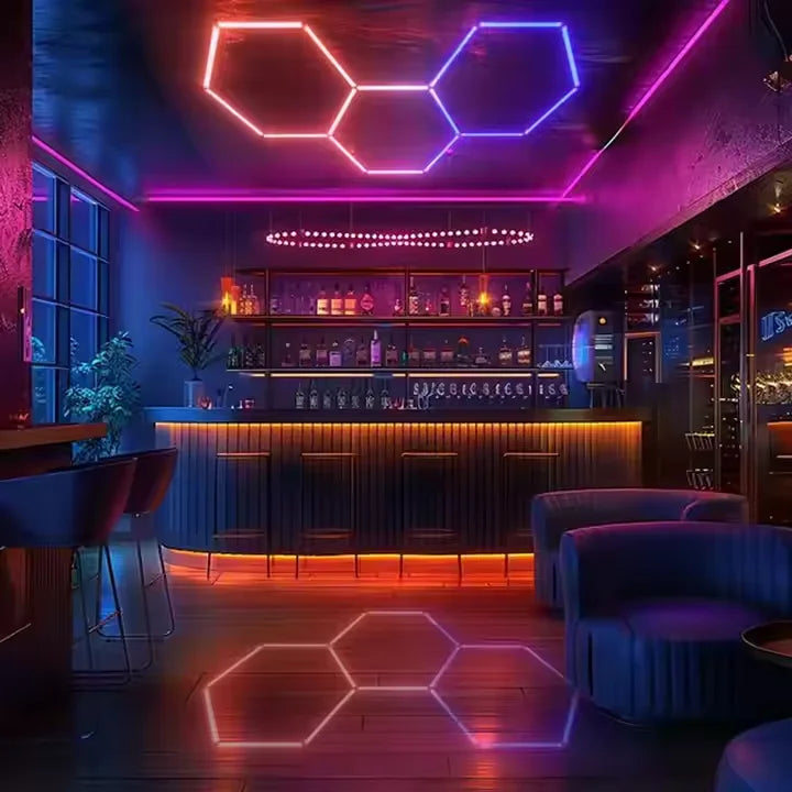 Factory Sales Indoor Hexagonal Led Lighting High-end Car Showroom Rgb Lighting 56W