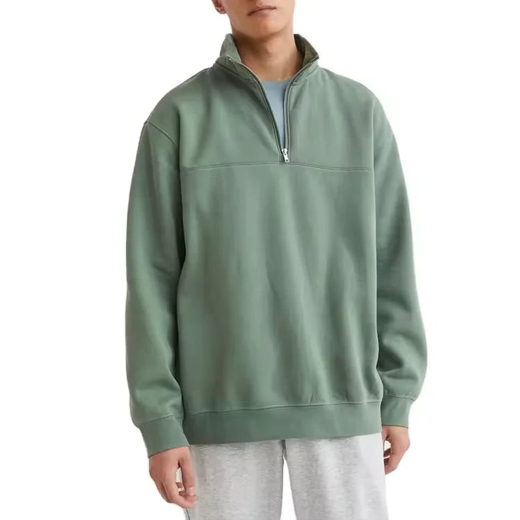 High Quality Fleece Cotton Quarter Zip Pullover Sweatshirts Men Hoodie Custom logo Heavyweight Cotton Half Zip Jumper Men