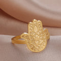 Vintage Stainless Steel Hamsa Hands Ring Hamsa Open Finger Ring Amulet Jewish Jewish Jewelry for Women Men
