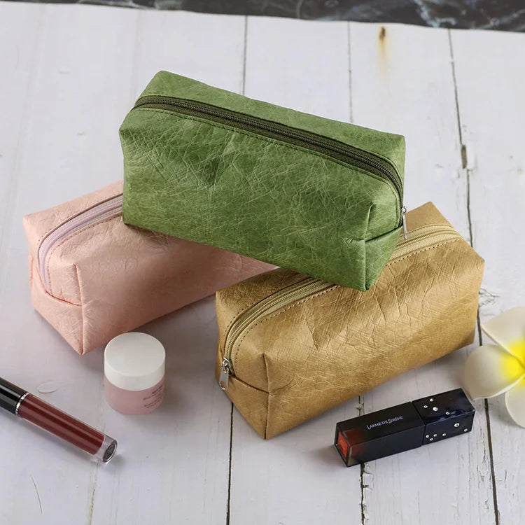 Factory Customized Creative Large Capacity Cosmetic Bag Waterproof and Environmental protection Paper Zipper Cosmetic Bag