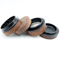 Wholesale Wooden Herb Grinder 3 Inch 63mm 4 Parts Accessories Wood Style Aluminum Alloy