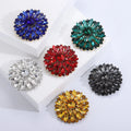 Luxury Full Diamond Crystal Rhinestone Brooch Pin Fashion Men Women Brooch Glass Rhinestone Round Flower Brooch Pin