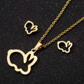 Wholesale 18K Gold Silver Plated Stainless Steel Women Rabbit Pendant Earring Necklace Jewelry Set