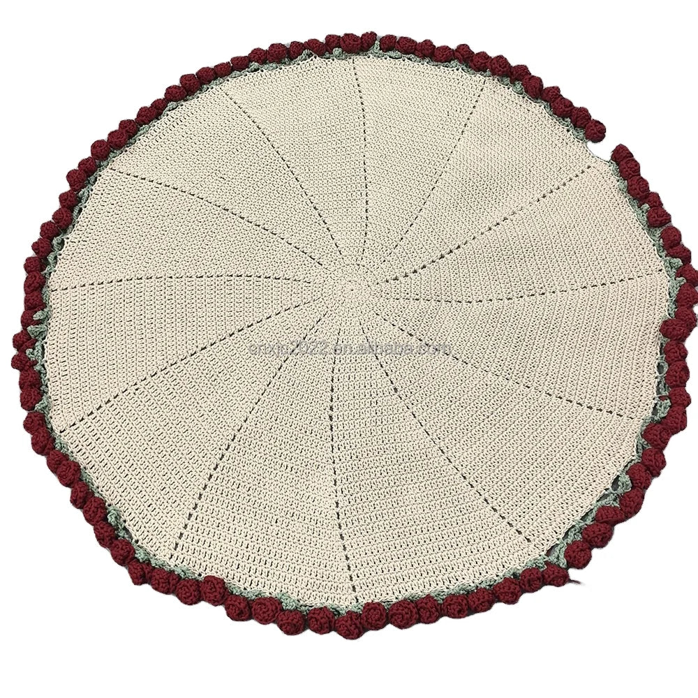 Hotselling Crochet Bouquet of Flowers Blanket Creative Gifts Three-dimensional Rose Edge Multi-function