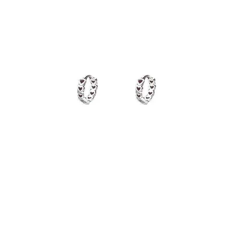 2023 INS Fashion 925 Sterling Silver Chic Punk Plain Heart Silver Hoop Earring Fine Jewelry for Women