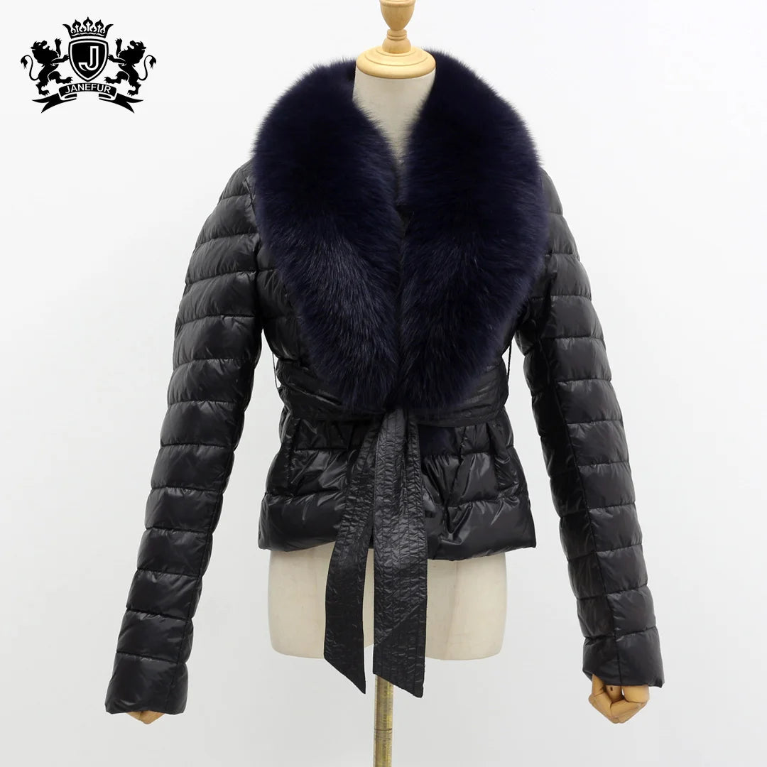 Women Down Jacket New Fashion Winter Clothes Custom Puffer Jacket Real Fox Fur Collar Warm Bubble Coat