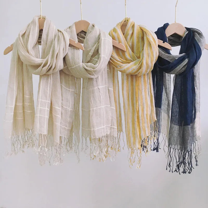 Rain Dew Linen Printed Scarf for Spring and Summer Thin Lady's Polyester Sunscreen With Designer Logo for Adults and Muslims