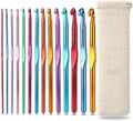 Wholesale 12 Pieces Crochet Hook Set Colorful Aluminum Single - End Crochet  for Hand Knitting Sweater and Scarf