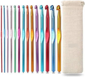 Wholesale 12 Pieces Crochet Hook Set Colorful Aluminum Single - End Crochet for Hand Knitting Sweater and Scarf