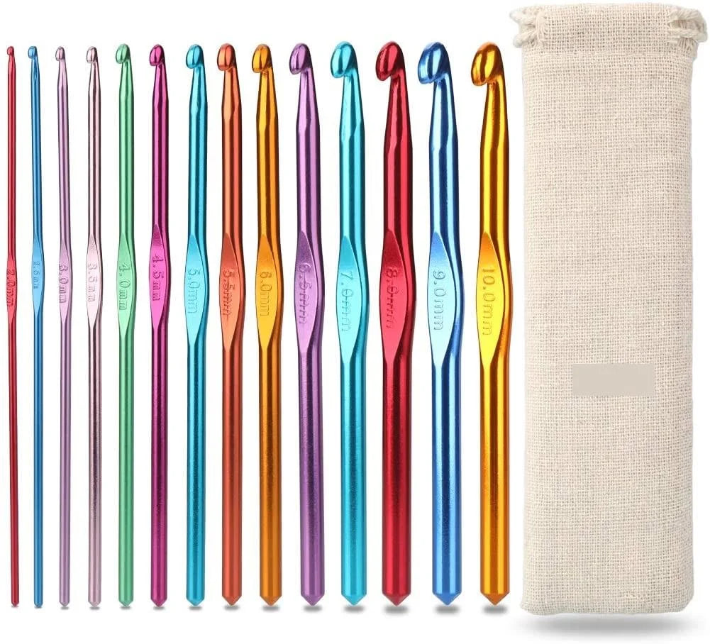 Wholesale 12 Pieces Crochet Hook Set Colorful Aluminum Single - End Crochet  for Hand Knitting Sweater and Scarf