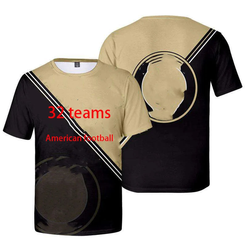 New Plus Size American Football 32 Team 3D Digital Printing Men Round Neck Short-sleeved T-shirt