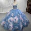 Jancember 6576 Fashion Bling Contrast Color Flower Evening Strapless Quinceanera Dress