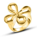 Customizable Vintage Luxury Fashion Jewelry Stereoscopic Flower Design 14K Gold Plated 27MM Stainless Steel Rings for Women