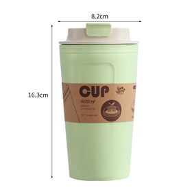 FX Factory Eco-friendly Reusable Degradable Plastic Bamboo Fiber 450ml Coffee Travelling Mug with Lids Portable Outdoor Bottle