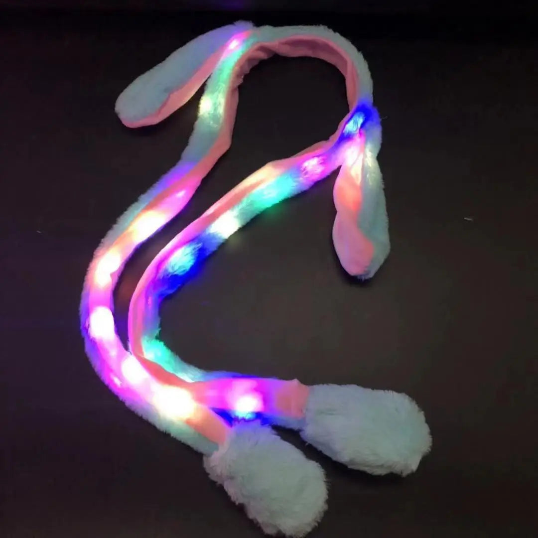 MIO Hot Sale Luminous LED Bunny Hat Winter Soft Plush Rabbit Moving Ears Hat Custom Funny Animals Plush Caps for Women Girls