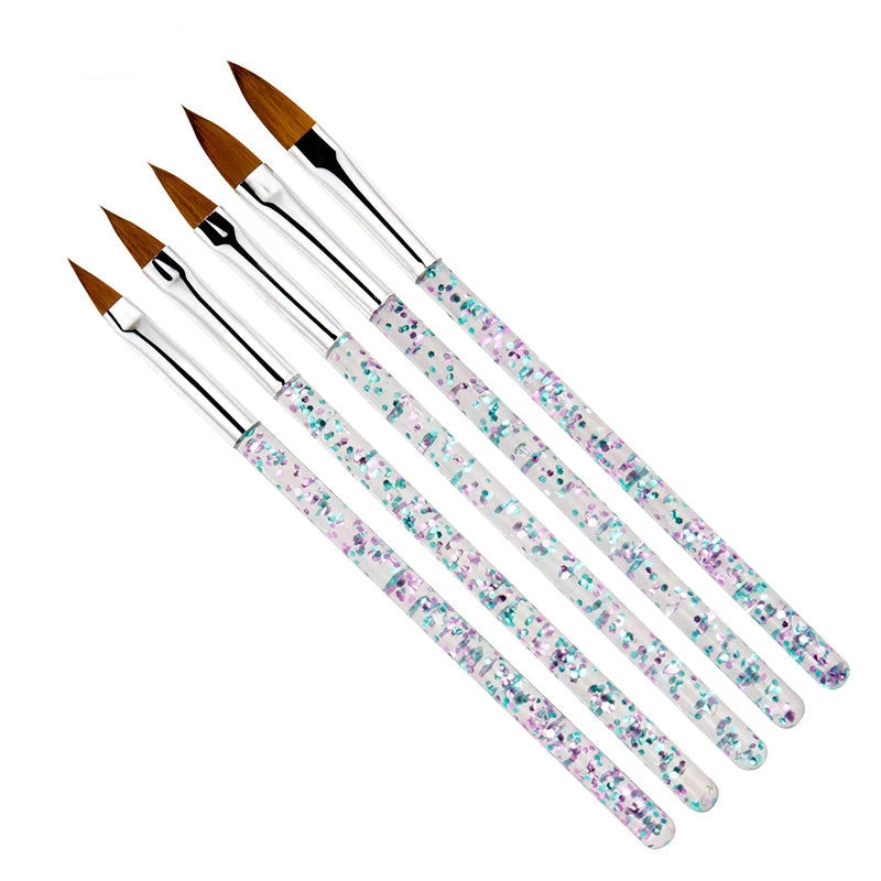Acrylic Powder Nail Art Brush 100% Nylon Acrylic Nail Art Brush Set with Liquid Glitter Handle Nail Art Brush