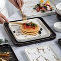 10 Inches Matte Porcelain Restaurant Retro Marble Golden Western Plate Steak Dish