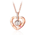 Valentines Day Gifts 100 Languages I Love You Rose Gold Love Memory Projection Zircon Pendant Necklace